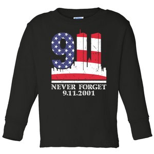 Never Forget September 11 2001 Memorial Day American Flag Toddler Long Sleeve Shirt