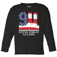 Never Forget September 11 2001 Memorial Day American Flag Toddler Long Sleeve Shirt