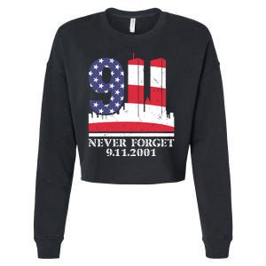 Never Forget September 11 2001 Memorial Day American Flag Cropped Pullover Crew