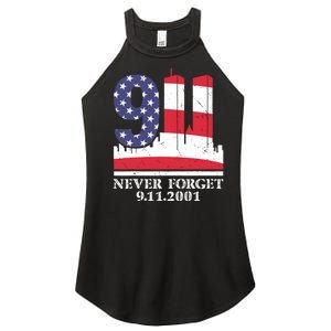 Never Forget September 11 2001 Memorial Day American Flag Women's Perfect Tri Rocker Tank