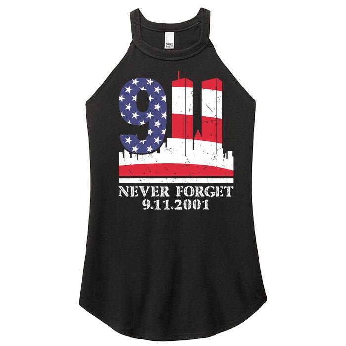 Never Forget September 11 2001 Memorial Day American Flag Women's Perfect Tri Rocker Tank