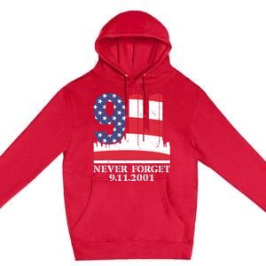 Never Forget September 11 2001 Memorial Day American Flag Premium Pullover Hoodie