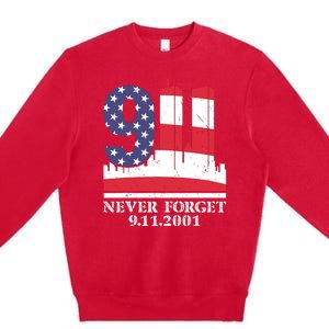 Never Forget September 11 2001 Memorial Day American Flag Premium Crewneck Sweatshirt