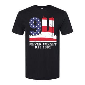 Never Forget September 11 2001 Memorial Day American Flag Softstyle CVC T-Shirt