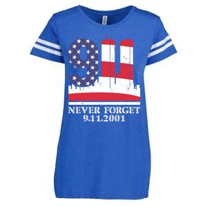 Never Forget September 11 2001 Memorial Day American Flag Enza Ladies Jersey Football T-Shirt