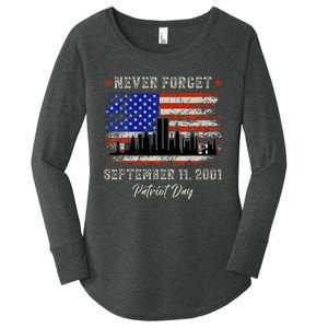 Never Forget September 11 2001 Memorial Day American Flag Women's Perfect Tri Tunic Long Sleeve Shirt