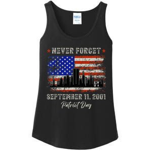 Never Forget September 11 2001 Memorial Day American Flag Ladies Essential Tank