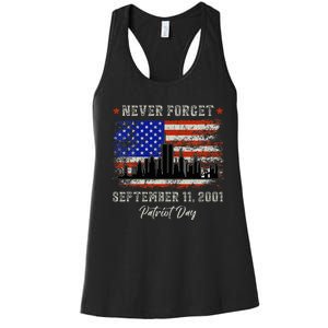 Never Forget September 11 2001 Memorial Day American Flag Women's Racerback Tank