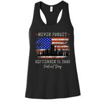 Never Forget September 11 2001 Memorial Day American Flag Women's Racerback Tank