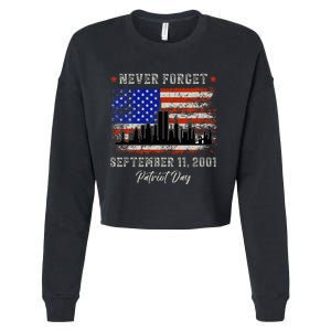 Never Forget September 11 2001 Memorial Day American Flag Cropped Pullover Crew