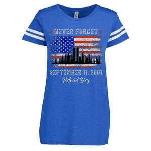 Never Forget September 11 2001 Memorial Day American Flag Enza Ladies Jersey Football T-Shirt