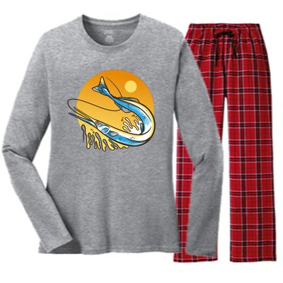 Needle Fish Sunset Women's Long Sleeve Flannel Pajama Set 