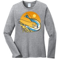 Needle Fish Sunset Ladies Long Sleeve Shirt