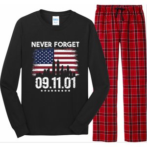 Never Forget September 11 2001 Memorial Day American Flag Long Sleeve Pajama Set