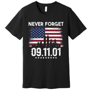 Never Forget September 11 2001 Memorial Day American Flag Premium T-Shirt