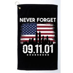 Never Forget September 11 2001 Memorial Day American Flag Platinum Collection Golf Towel