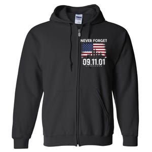 Never Forget September 11 2001 Memorial Day American Flag Full Zip Hoodie