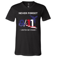 Never Forget September 11 2001 Memorial Day American Flag V-Neck T-Shirt