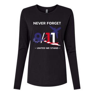 Never Forget September 11 2001 Memorial Day American Flag Womens Cotton Relaxed Long Sleeve T-Shirt