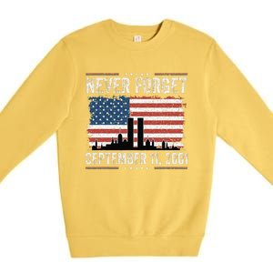 Never Forget September 11 2001 Memorial Day American Flag Gift Premium Crewneck Sweatshirt