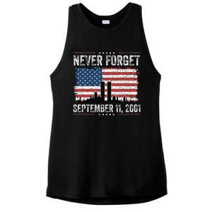 Never Forget September 11 2001 Memorial Day American Flag Gift Ladies PosiCharge Tri-Blend Wicking Tank