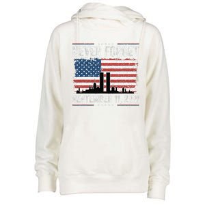 Never Forget September 11 2001 Memorial Day American Flag Gift Womens Funnel Neck Pullover Hood