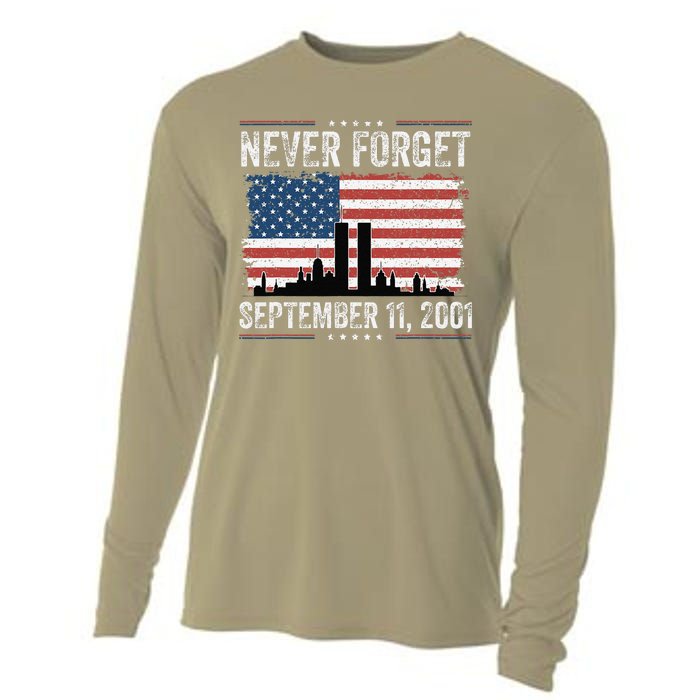 Never Forget September 11 2001 Memorial Day American Flag Gift Cooling Performance Long Sleeve Crew