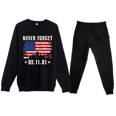 Never Forget September 11 2001 Memorial Day Premium Crewneck Sweatsuit Set