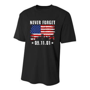 Never Forget September 11 2001 Memorial Day Youth Performance Sprint T-Shirt