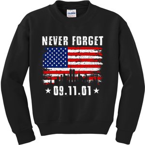 Never Forget September 11 2001 Memorial Day Kids Sweatshirt