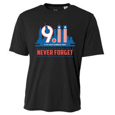 Never Forget September 11 2001 Memorial Day American Flag Cooling Performance Crew T-Shirt