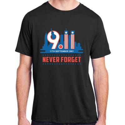 Never Forget September 11 2001 Memorial Day American Flag Adult ChromaSoft Performance T-Shirt