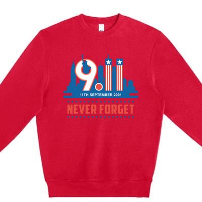 Never Forget September 11 2001 Memorial Day American Flag Premium Crewneck Sweatshirt