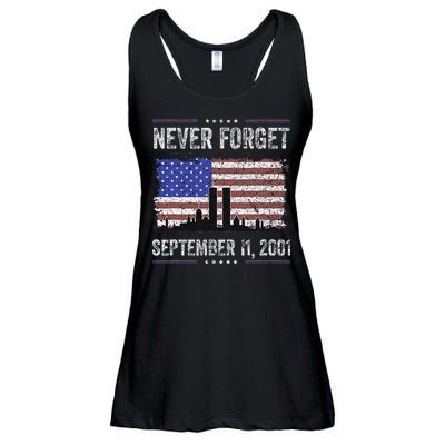 Never Forget September 11 2001 Memorial Day Ladies Essential Flowy Tank