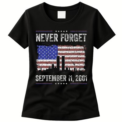 Never Forget September 11 2001 Memorial Day Womens T-Shirt