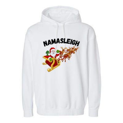 Namasleigh Funny Santa Christmas Garment-Dyed Fleece Hoodie