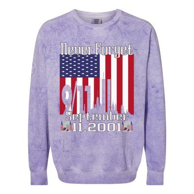 Never Forget September 11 2001 Memorial Day Colorblast Crewneck Sweatshirt