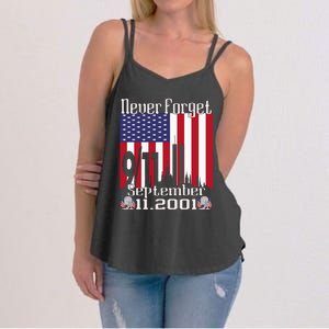 Never Forget September 11 2001 Memorial Day Women's Strappy Tank