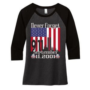 Never Forget September 11 2001 Memorial Day Women's Tri-Blend 3/4-Sleeve Raglan Shirt