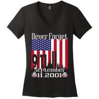 Never Forget September 11 2001 Memorial Day Women's V-Neck T-Shirt