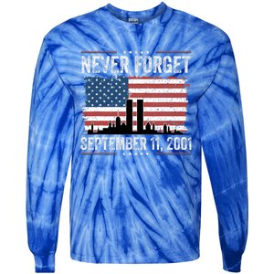 Never Forget September 11 2001 Memorial Day American Flag Tie-Dye Long Sleeve Shirt