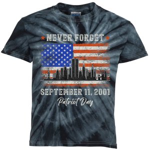 Never Forget September 11 2001 Memorial Day American Flag Kids Tie-Dye T-Shirt