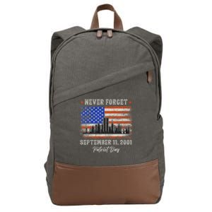 Never Forget September 11 2001 Memorial Day American Flag Cotton Canvas Backpack