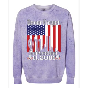 Never Forget September 11 2001 Memorial Day American Flag Colorblast Crewneck Sweatshirt