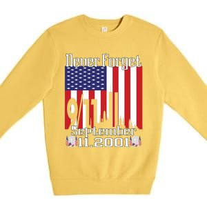 Never Forget September 11 2001 Memorial Day American Flag Premium Crewneck Sweatshirt