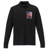 Never Forget September 11 2001 Memorial Day American Flag Performance Long Sleeve Polo