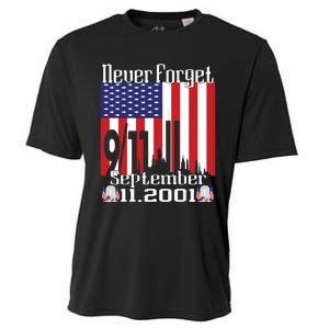 Never Forget September 11 2001 Memorial Day American Flag Cooling Performance Crew T-Shirt