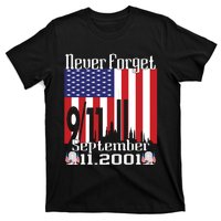 Never Forget September 11 2001 Memorial Day American Flag T-Shirt