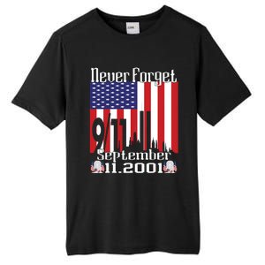 Never Forget September 11 2001 Memorial Day American Flag Tall Fusion ChromaSoft Performance T-Shirt