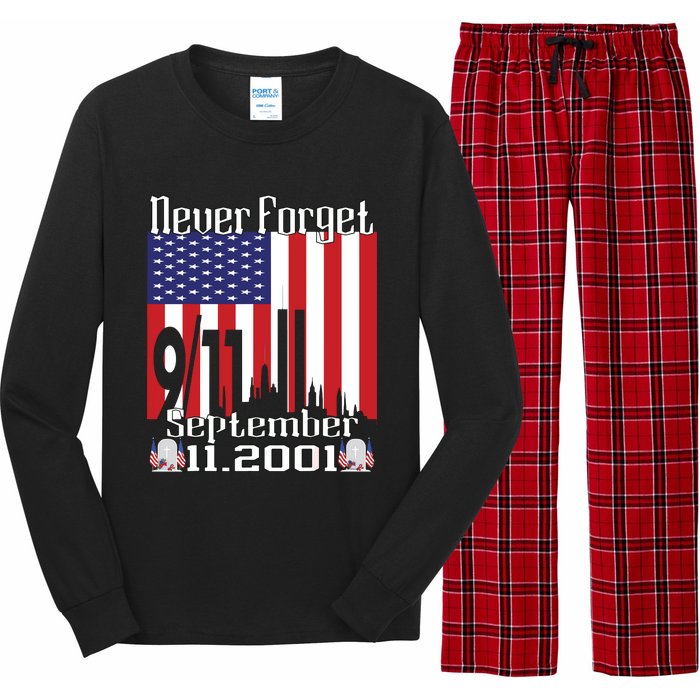 Never Forget September 11 2001 Memorial Day American Flag Long Sleeve Pajama Set